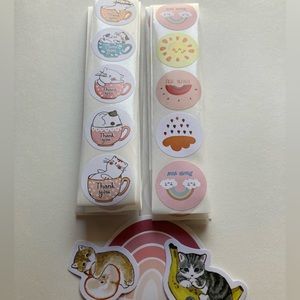 100 Piece Thank You Stickers Variety Kittens Rainbows